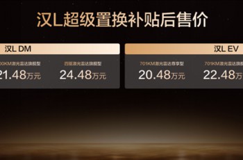 与时代进取者同行！比亚迪汉L唐L补贴后19.48万元起